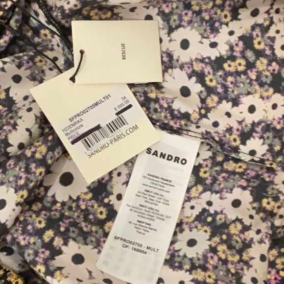 🆕 SANDRO Enrika Paisly -Print Silk Midi Multicolore Floral Wrap Belted Dress💃 - Picture 11 of 12